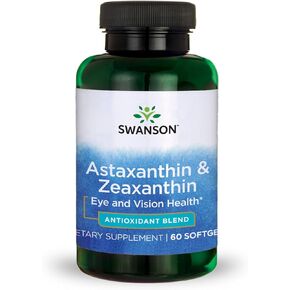 Swanson Astaxanthin & Zeaxanthin Eye Vision Brain Skin Health Antioxidant Support Supplement (Astaxanthin 4 mg & OmniXan Zeaxanthin 4 mg) 60 Softgels Sgels