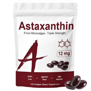 Astaxanthin 12mg, Organic Astaxanthin Antioxidant Supplements For Tanning, Skin, Eye, Joint Health, 120 Softgels