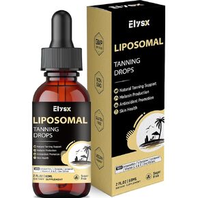 Liposomal Tanning Drops to Drink, Drinkable Liquid Astaxanthin 24mg with Lycopene, L-Tyrosine & Vitamins, Natural Tanning Support & Skin Health, Lemon Flavor, Sugar Free, 2 FL OZ