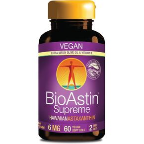 Nutrex Hawaii BioAstin Supreme Hawaiian Astaxanthin - 6mg, 60 Softgels - Farm-Direct Premium Antioxidant Supplement for Eye, Skin, Joint & Immune System Health* - Blended with Extra Virgin Olive Oil