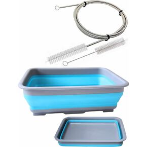 Hose and Mask for CPAP Cleaning Brush with Collapsible Wash Basin Bucket Tub - Essential Care Kit for CPAP Users, Suitable for 7 Feet Tubing and 22mm 19mm Diameter (Standard Set Basin & Brush)