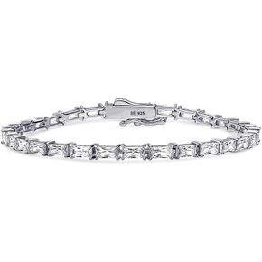 Berricle Sterling Silver Bagoette Cut Zirconia CZ CZ بيان التنس للنساء ، مطلي روديوم