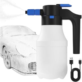 1.5L Electric Car Foam Sprayer, Battery Powered Foam Sprayer for Car Wash with USB Rechargeable 4500mAh,Cordless Pump Foam Sprayer, white