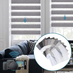 Motorized Zebra Shades Fabric Sample Smart Blinds Compatible with Alexa, HomeKit, SmartThings, Google Home, Remote Control Electric Blinds for Windows Smart Home