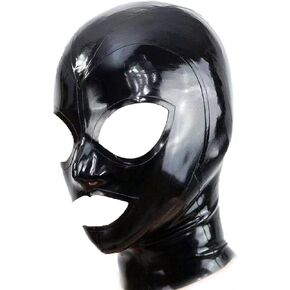 Black Latex Hood Mask Halloween Full Face Latex Head Mask for Men Women,Rubber Masks Cosplay Club Wear Party Costume