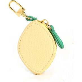 Cute Fruit Charm Leather Zipper coin purse With Keychain,Coin Organizer, Mini Fashion Accessory Leathe Storage Bag for Women (Strawberry)