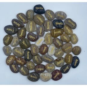 50pcs Engraved Inspirational Stones with Inspiring Prayer Words,Encouragement Stones for Family and Friends.New Words