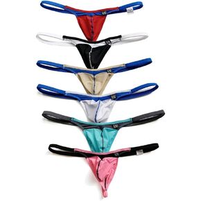 COMLIFE Men's Low Waist Ice Silk G-String Thongs Underwear Bulge Pouch T-Back Lingerie Thongs Underwear