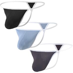 Mens Thong Underwear Sexy G string T Back Thongs Big Ball Pouch Bikini Underwears for Man