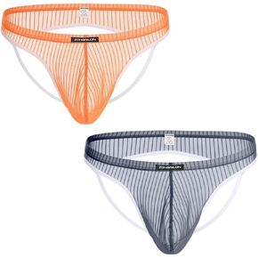 Men's Sexy Jockstrap Underwear Low Rise Breathable Bulge Pouch Mesh See Through G-String