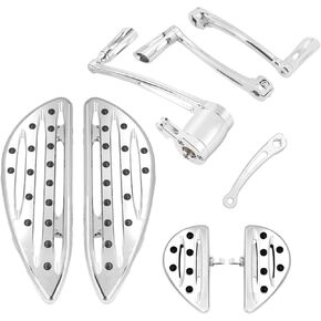 دراجة نارية سائق ركاب أرضية أرضية الفرامل ذراع الفرامل دواسة إصبع القدم الكعب Shift Rod Lever مجموعة مناسبة ل Harley Touring Road Glide Glide Electra Glide (2008-2013 ، Chrome)