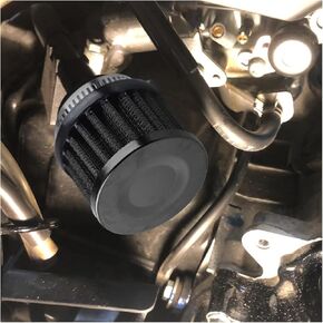 1" Car Air Intake Filter, 25mm Auto Crankcase Cold Air Filter Cleaner with Adjustable Clamp, Universal Vent Valve Cover Breather for Car, Motorcycle (Red)