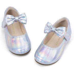 Hehainom Toddler Girls Dress Shoes Little Kids Flower Girl Sparkle Bow Ballet Flats School Wedding Party Shoes