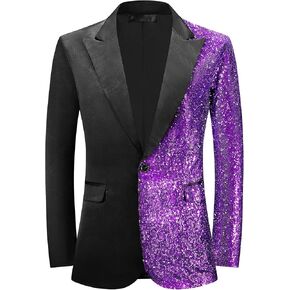 Lars Amadeus Sequin Blazers for Men's Color Block Peak Lapel Tuxedo Sparkly Patchwork Suit Jacket in Saudi Arabia
