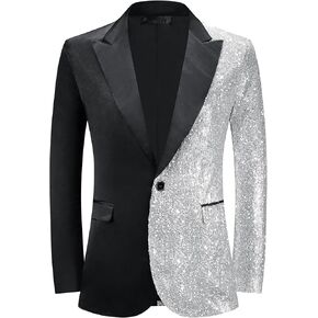 Lars Amadeus Sequin Blazers for Men Color Block Peak Lapel Tuxedo Supergly Suction Suction