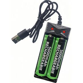 2 Pcs 3.7v Lithium ion Battery 18650 Rechargeable Battery and Charger Set for Flashlight,Headlamp,Remote Controls and Portable Power