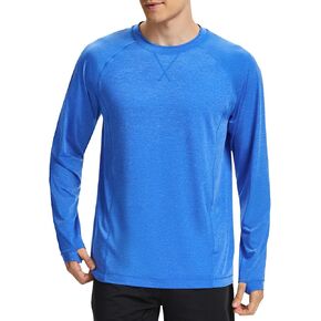 Mens UPF 100+ Sun Protection Shirts Long Sleeve SPF UV Swim Rash Guard for Fishing Running Hiking Outdoor Workout