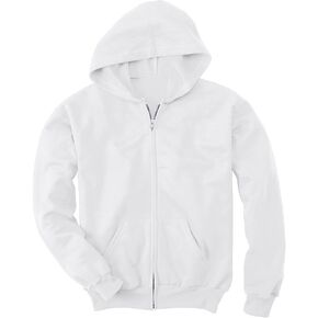 هانس الشباب 7.8 أوقية. ComfortBlend EcoSmart 50/50 Full-Zip Hood ، XS ، White