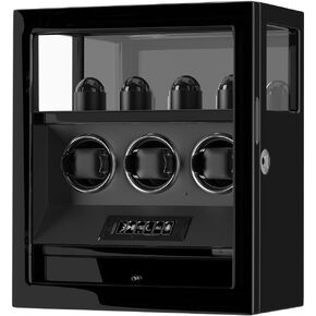 DUKWIN Fingerprint Lock Watch Winder - 300 to 2300 TPD for Automatic Watches, Digital Display & Adjustable Watch Mat
