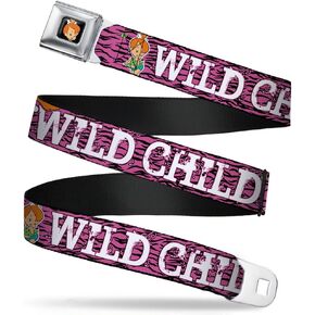 Buckle-Down Seatbelt Belt - Pebbles Face/Pose WILD CHILD Pink/Black/White - 1.0" Wide - 20-36 Inches in Length