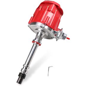 HEI Distributor Replacement For Chevy SBC BBC 283 305 307 327 350 400 small blocks 396 427 454 big blocks V8 65k Coil 7500RPM Red Cap Super Coil Racing Ignition Distributor Replace JM6500R PE350R