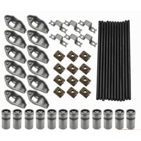 مجموعة PushRods & Rocker Arms جديدة و 12pcs من المصاعد الهيدروليكي المتوافق مع 1987-2006 Jeep 242CI 4.0L Wrangler Grand Cherokee ، استبدل RK-551-2 ، PR-437 ، MPR437S Rocker Arm & Pushrod Kit