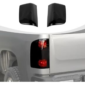 Smoked Tail Light Cover Rear Light Lamp Trim Guards Compatible with Chevy Silverado & GMC-sierra 2007-2013, Smoke Black