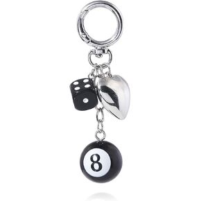 8 Ball Dice Charm Keychain - Cute Bag Purse Handbag Accessories - Y2K Aesthetic Key Chain for Women Men