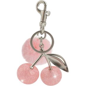 سلسلة مفاتيح الكرز للنساء راتنجات الفضة كرز سحر لحقيبة حقيبة اليد لطيف accessories سلسلة مفاتيح السلسلة
