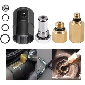 6.0 IPR Valve Socket & Oil Rail Adapters Kit & 6.0 High Pressure Oil Pump IPR Valve Air Test Fitting Tool with Seal Kit, Fits for Ford 6.0L Powerstroke Diesel Engine, Pack of 8