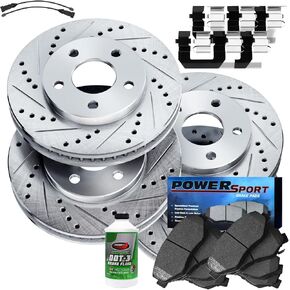 BRAKELABS POWERSPORT Rear Brakes and Rotors Kit |Rear Brake Pads| Brake Rotors and Pads| Heavy Duty Brake Pads and Rotors| Hardware Kit and Sensor Wire BLCC.40001.54
