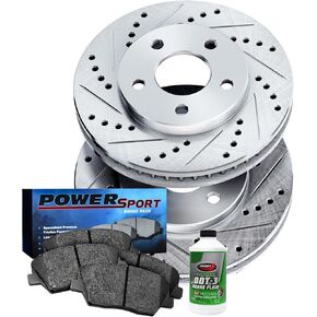PowerSport Front Brakes Pads and Rotors Kit| Front Brakes Rotors| Front Rotors And Brake Pads Kit| Ceramic Front Brakes and Rotors| Brake Kit| Fit 2007-2008 Ford Edge, Lincoln MKX