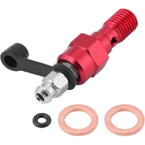 Banjo Bolt Bleed Screw, M10x1.0mm Motorcycle Brake Master Cylinder Caliper Bleed Screw Nipple Banjo Bolt + Dust Universal For/Suzuki// (Red)