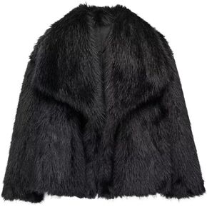 Gnveub Women's Faux Fur Jacket Oversized Lapel Fur Coat Winter Warm Fluffy Short Outerwear