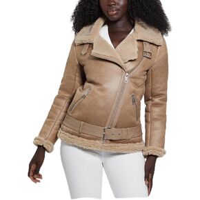 GUESS Women's Lena Belted Faux Shearling