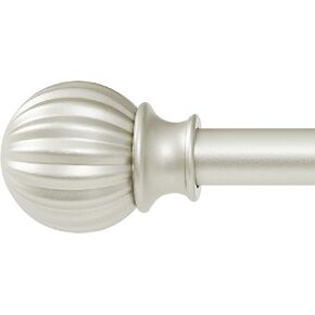 NICETOWN Drapery Curtain Rod Set with Innovative Round Finials/Ball Caps, 1 inch Diameter Adjustable Length 72 to 144" Length, Sold by Single, Satin Nickel