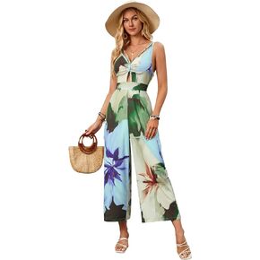Jumpsuits for Women Sleeveless V Neck High Waist Long Pant