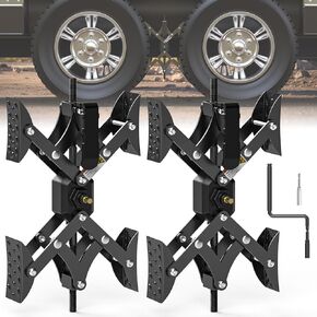 chocks عجلات على شكل X لمقطورة السفر 【السماح لضبط الحفر】 RV مثبتات X chocks العربة العجلة chock لمقطورات السفر RV وجع قابل للتعديل 3 "-11.5" （2 pcs） الأسود