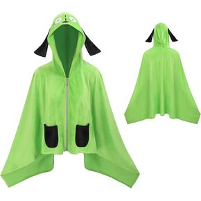 C-ZOFEK Cute Blanket Hoodie, Warm Comfy Air Conditioning Blanket, Hooded Cloak with Pockets, Neon Green