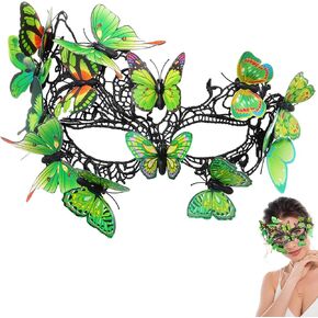Zeyune Butterfly Lace Masquerade Mask 1920s Vintage Antique Masks Venetian Mask Butterfly Lace Eye Mask for Women Men