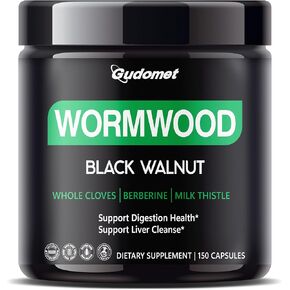 Wormwood with Black Walnut Cloves Berberine Milk Thistle Ginger - دعم هضم الصحة ، ودعم تطهير الكبد -150 كبسولات - مصنوعة في الولايات المتحدة الأمريكية