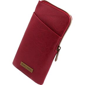 Double Eyeglass Case | Semi Soft Faux Leather Zipper Glasses Pouch - Chic Dual Durable Sunglass Case