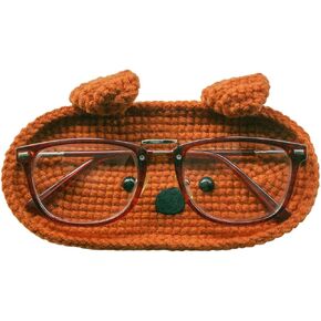 Crochet Eyeglass Holder Case Stand for Desk Office, Handmade Animal Cat Eyeglass Case Organizer for Birthday Gifts