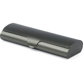 Slim Eyeglass Case, Metal Aluminum Eyeglass Hard Shell, Matte Ultra Thin Ultra-Light Spectacle Glasses Cases for Nearsighted Women Men (Dark Green-Grey Color)
