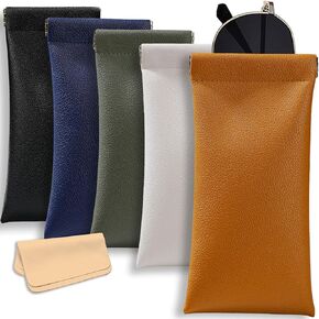soft glasses case leather eyeglass case soft sunglasses pouch squeeze top sunglasses pouch for women (5pcs)