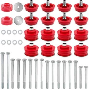 KF04060BK Body Mount Bushing kits Compatible with 2008-2016 F250 F350 Super Duty 2WD 4WD,Polyurethane Cab & Body Mount Steel Sleeves & Hardware, Red
