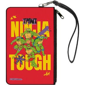 Buckle-Down Nickelodeon Zip Around Wallet, Ninja Turtles Ninja Tough Group Pose Red Yellow, Canvas