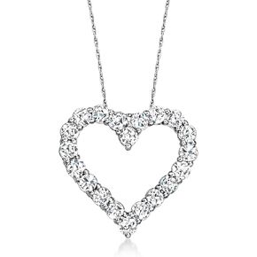 Ross-Simons 2.00 ct. t.w. Diamond Heart Pendant Necklace in 14kt White Gold