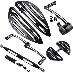 Driver Passenger Floorboards Footboards + Brake Arm Peg Pedal Kit + Toe Heel Shift Lever Shifter Peg + Gear Shift Lever Linkage Compatible with 2014-2016 Harley Touring