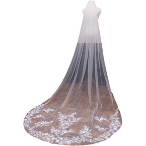 حجاب الزفاف الزفاف 3D زهرة الزفاف حجاب الزفاف ، 1 طبقة الكاتدرائية طول العروس مع مشط معدني